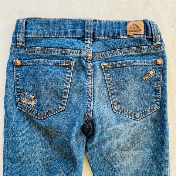 Girl's Outfit size 6 Jordache Bejeweled Distressed Jeans & Tasseled Fringe Tank - Picture 10 of 16